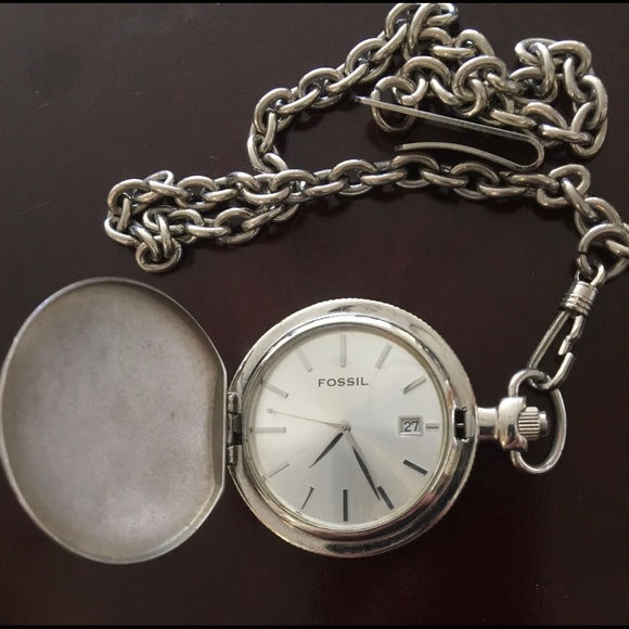 Fossil Other - FOSSIL POCKET WATCH 15” DROP CHROME TONED 1.5”D
